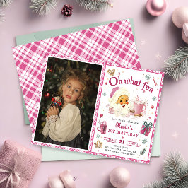 Oh, was Spaß Pink Weihnachten Cookies Geburtstag Einladung