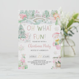 Oh, was Spaß Pink Weihnachten Party Einladung