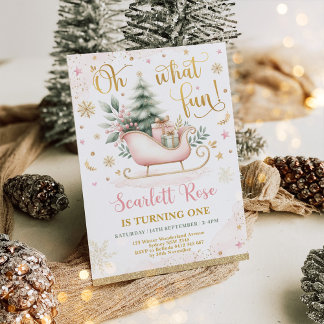 Oh, was Spaß | Pink Winter Wonderland 1. Geburtsta Einladung