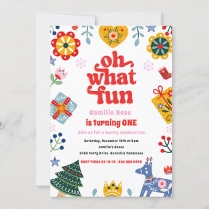 Oh, was Spaß rot und rosa Weihnachts Paty Einladun Einladung