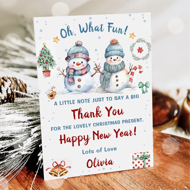 Oh, was Spaß Schnee Weihnachten Party Vielen Dank Einladung (Von Creator hochgeladen)
