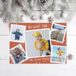 Oh, was Spaß Snowy Collage Foto Feiertagskarte<br><div class="desc">Rot mit weißen Rahmen mit Schneeflocken</div>