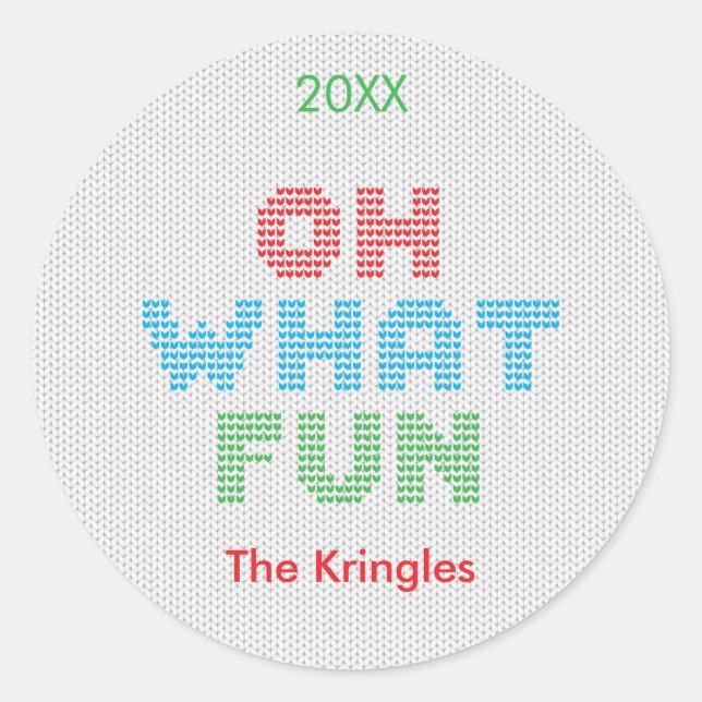 Oh, was Spaß Typografie Weihnachten Runder Aufkleber (Vorderseite)