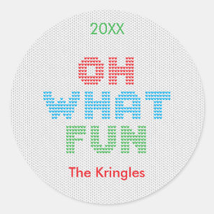 Oh, was Spaß Typografie Weihnachten Runder Aufkleber