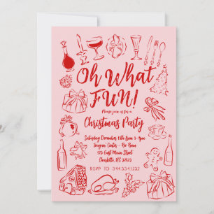 Oh, was Spaß Weihnachten Einladung Rosa und Rot