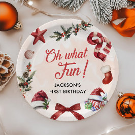 Oh, was Spaß Weihnachten erste Geburtstagsparty Pappteller