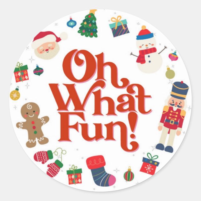 Oh, was Spaß Weihnachten Geburtstagsparty Gunst St Runder Aufkleber (Vorderseite)
