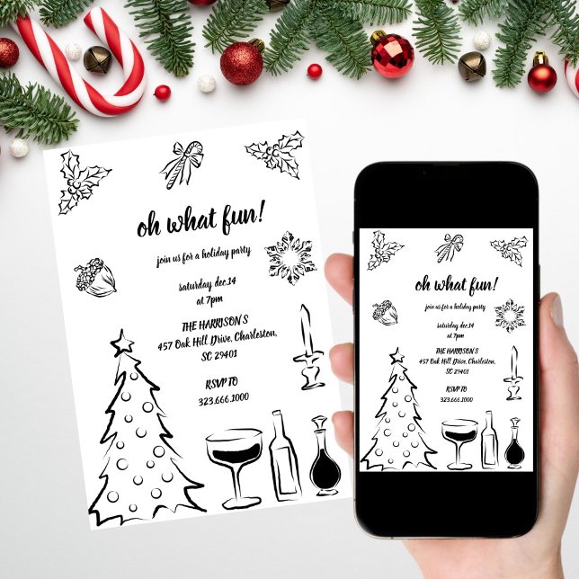 Oh, was Spaß Weihnachten, Hand gezeichnete Weihnac Einladung (Von Creator hochgeladen)