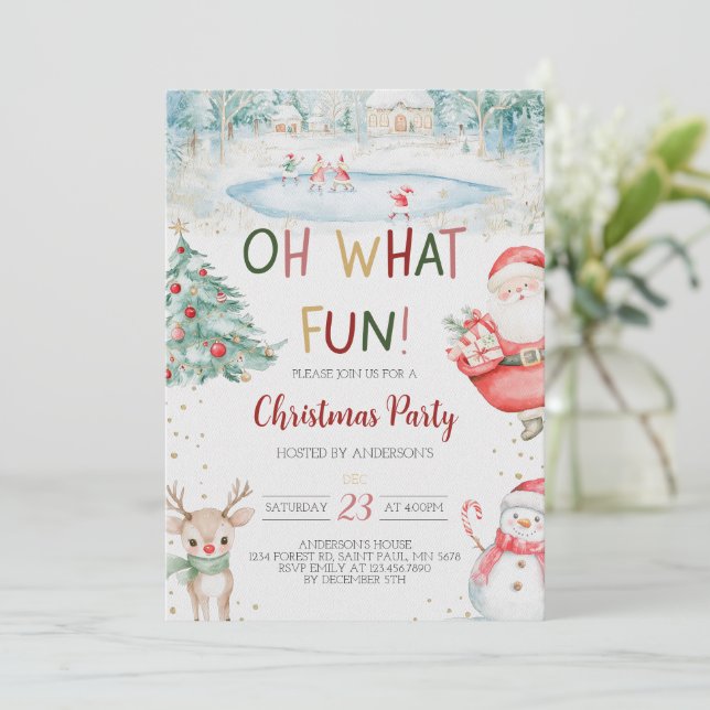 Oh, was Spaß Weihnachten Party Einladung (Stehend Vorderseite)