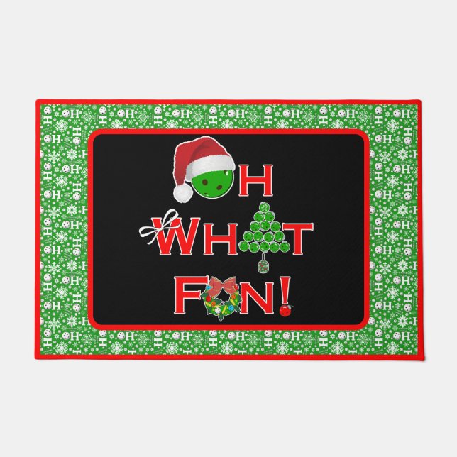 Oh, was Spaß Weihnachten Pickleball Green Ho Ho Ho Fußmatte (Vorderseite)