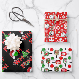 Oh, was Spaß Weihnachten Pickleball Grün und Rot Geschenkpapier Set