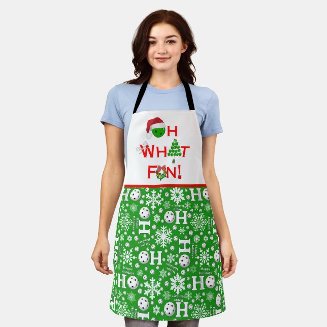 Oh, was Spaß Weihnachten Pickleball Ho Ho Ho Green Schürze (Getragen)