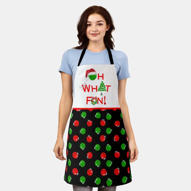 Oh, was Spaß Weihnachten Pickleball Ornamente Schürze (Getragen)