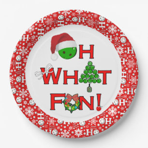 Oh, was Spaß Weihnachten Pickleball Party Red Whit Pappteller