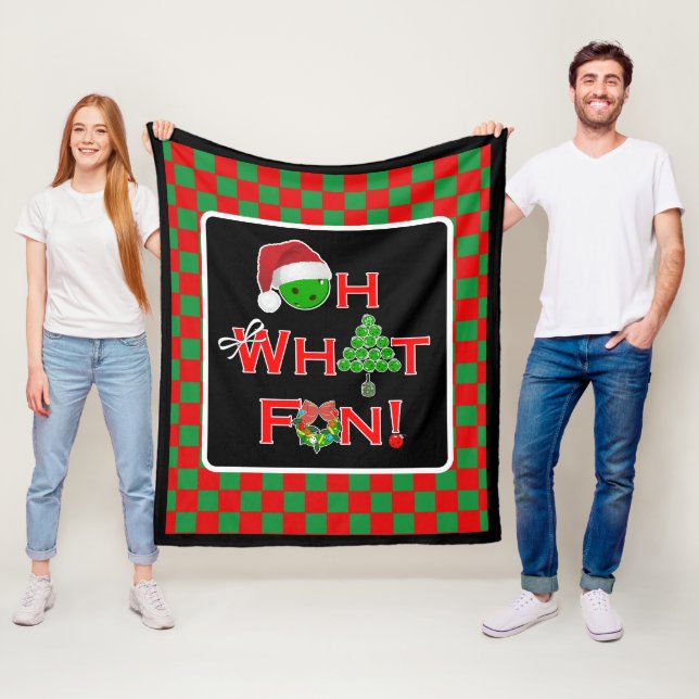 Oh, was Spaß Weihnachten Pickleball Red Green Karo Fleecedecke (Beispiel)