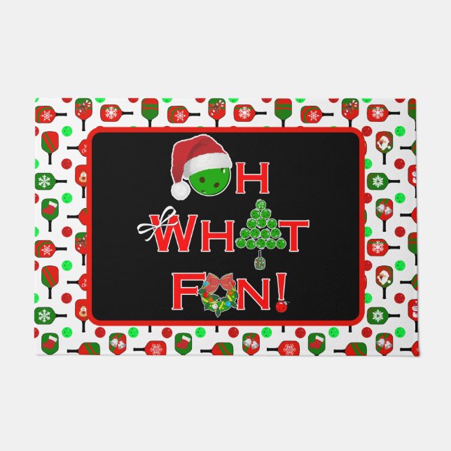 Oh, was Spaß Weihnachten Pickleball Red Green Padd Fußmatte (Vorderseite)