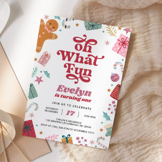 Oh, was Spaß Weihnachten Rosa Geburtstag Einladung