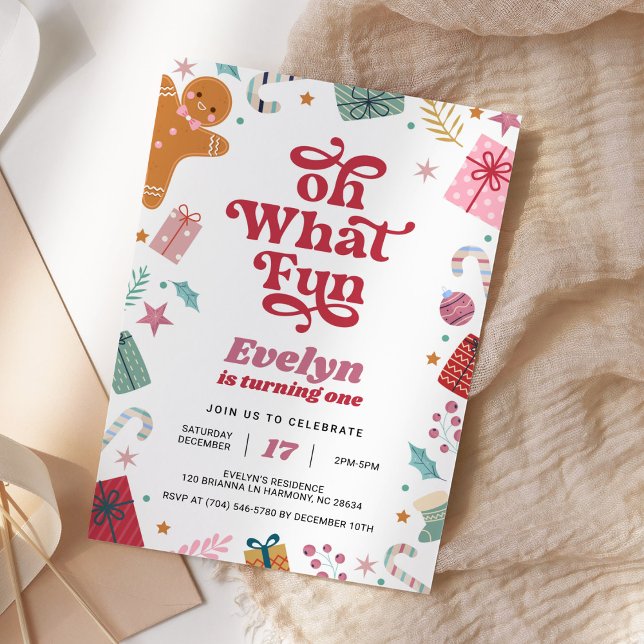 Oh, was Spaß Weihnachten Rosa Geburtstag Einladung (Von Creator hochgeladen)