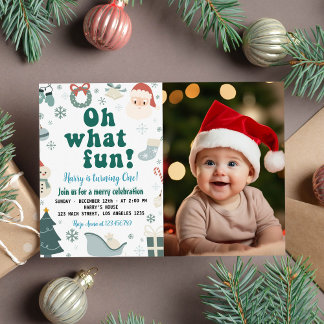 Oh, was Spaß Weihnachten Weihnachten ersten Geburt Einladung