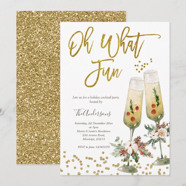 Oh, was Spaß Weihnachts-Cocktail-Party Einladung (Vorne/Hinten)