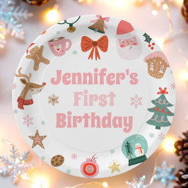 Oh, was Spaß Weihnachts-Party Girl 1. Geburtstag Pappteller