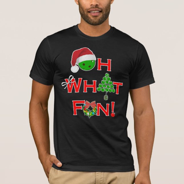Oh, was Spaß Weihnachts Pickleball Dark T-Shirt (Vorderseite)