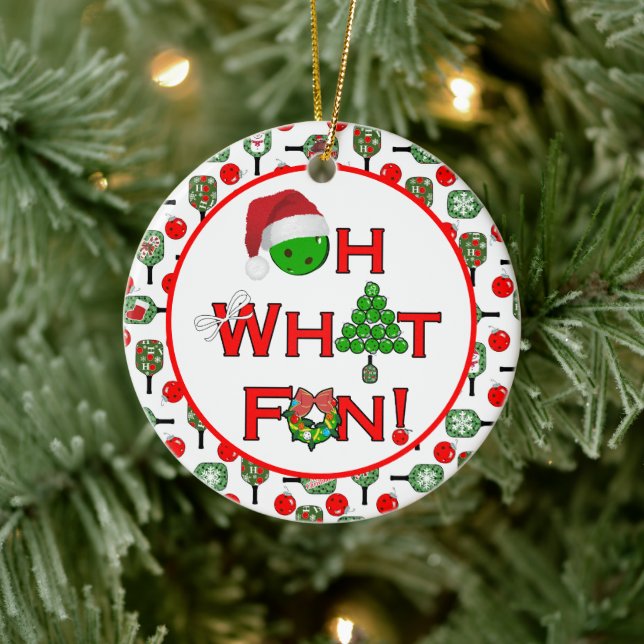 Oh, was Spaß Weihnachts Pickleball Paddles Keramik Ornament (Baum)