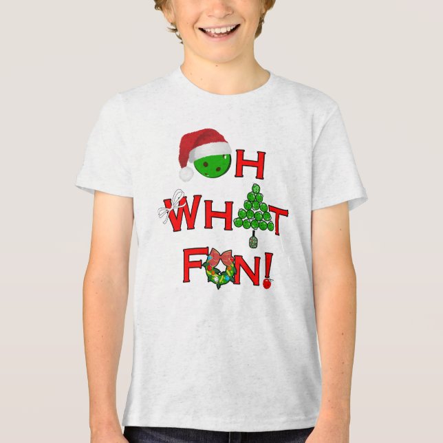 Oh, was Spaß Weihnachts-Pickleball-Party Tri-Blend Shirt (Vorderseite)
