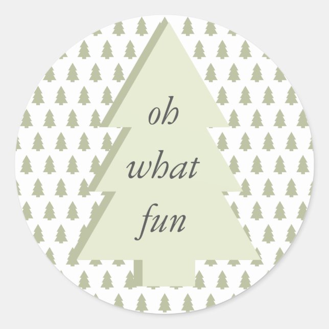 Oh, was Spaß Weihnachtsbaum Muster Sage Green Runder Aufkleber (Vorderseite)