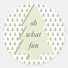 Oh, was Spaß Weihnachtsbaum Muster Sage Green Runder Aufkleber