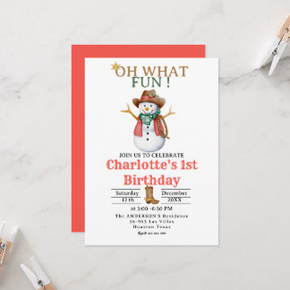 Oh, was Spaß Western Cowboy Weihnachten 1. Geburts Einladung