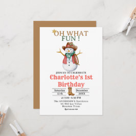 Oh, was Spaß Western Cowboy Weihnachten 1. Geburts Einladung