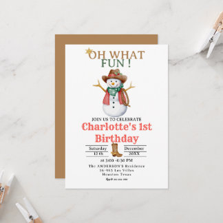 Oh, was Spaß Western Cowboy Weihnachten 1. Geburts Einladung