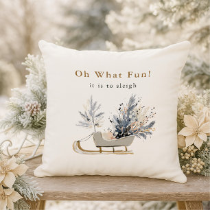Oh, was Spaß Winter Sleigh Floral Foto Weihnachten Kissen