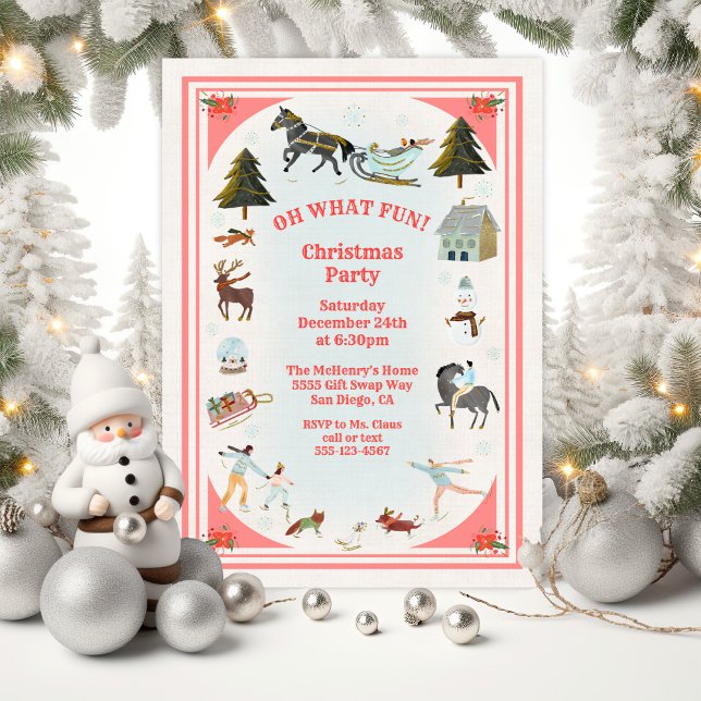 Oh, was Spaß Winter Village Szene Weihnachten Part Einladung (Von Creator hochgeladen)