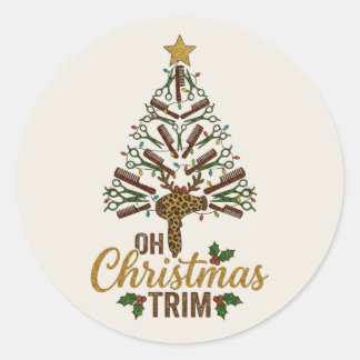 Oh Weihnachten Trimm Friseursalon Weihnachtsbaum Runder Aufkleber