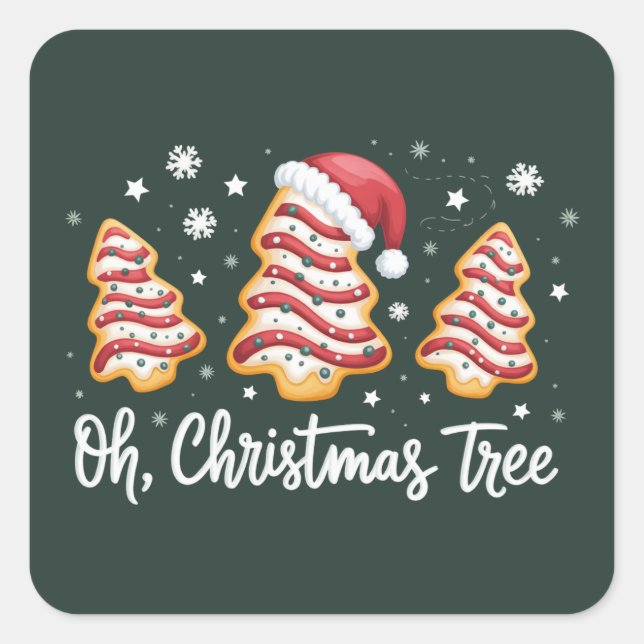 Oh, Weihnachtsbaum frohe Weihnachts-Debbie Cookie Quadratischer Aufkleber (Vorderseite)