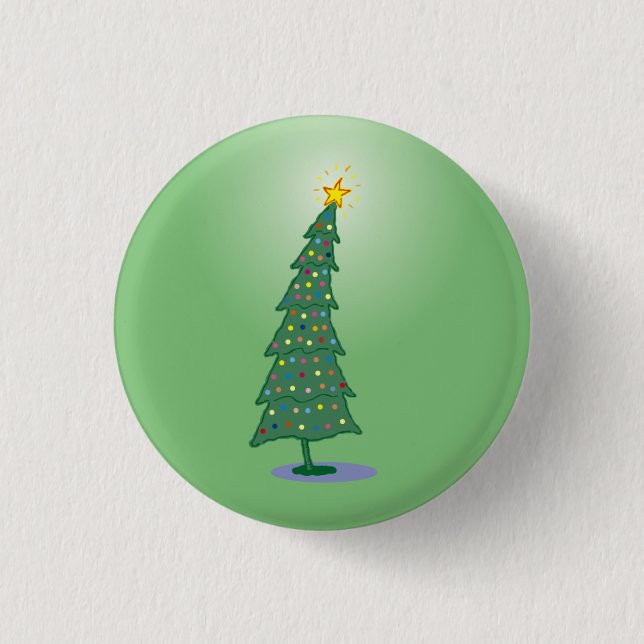 oh Weihnachtsbaum-Grün-Knopf Button (Vorderseite)
