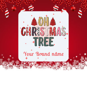 OH Weihnachtsbaum Ihr Markenname Corporate Bulk Quadratischer Aufkleber