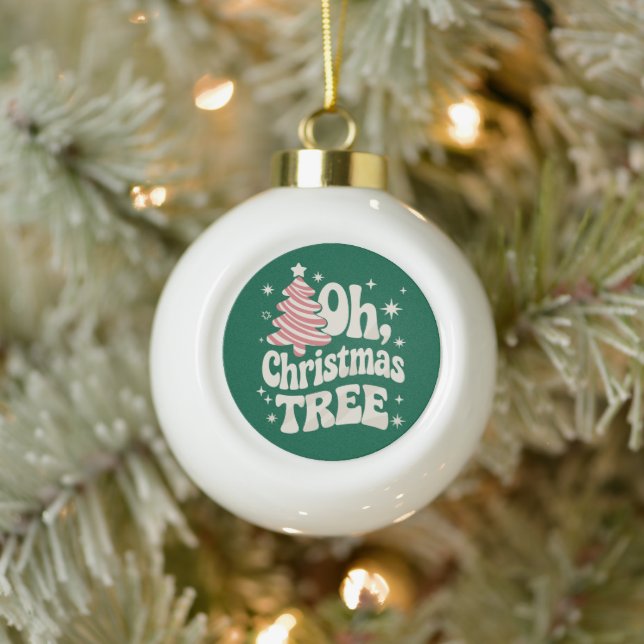 Oh Weihnachtsbaum Licht Frohe Weihnachten Xmas  Keramik Kugel-Ornament (Baum)