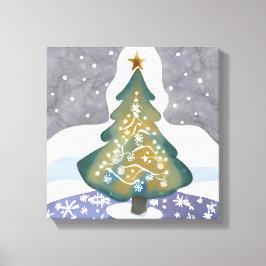 Oh Weihnachtsbaum | Wasserfarbene Winterfarbe Leinwanddruck