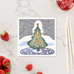 Oh Weihnachtsbaum   Wasserfarbene Winterfarbe Serviette