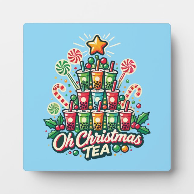 Oh Weihnachtsgebäck - Funny Boba Bubble Tea Holida Fotoplatte (Vorderseite)