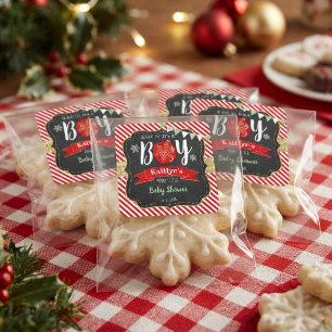 "Oh, welche Freude, es ist ein Junge!" Weihnachts- Quadratischer Aufkleber