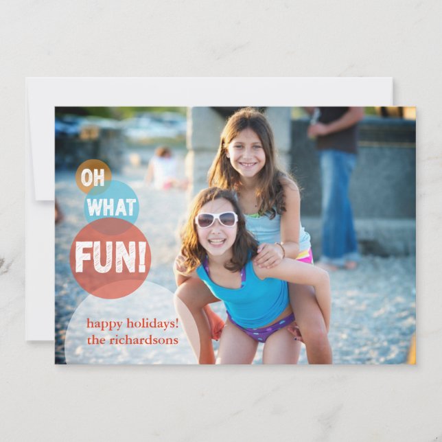 Oh welcher Spaß Feiertagskarte (Vorderseite)