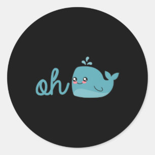 Oh Whale Oh Nun, Ocean Blue Whale Runder Aufkleber