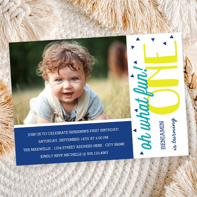 Oh What Fun 1st Birthday Photo Party Invitation /  (Créateur téléchargé)