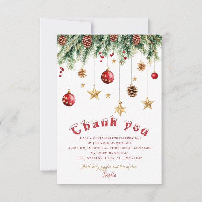 Oh What Fun Christmas Birthday Invitation Dankeskarte (Vorderseite)