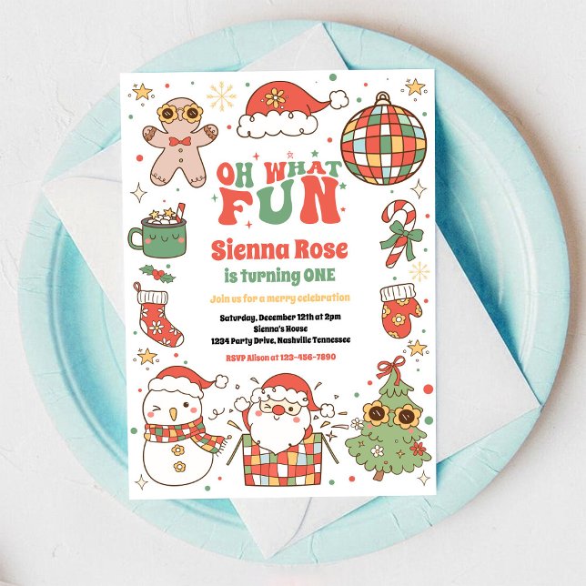 Oh What Fun Christmas Birthday Invitation Einladung (Von Creator hochgeladen)