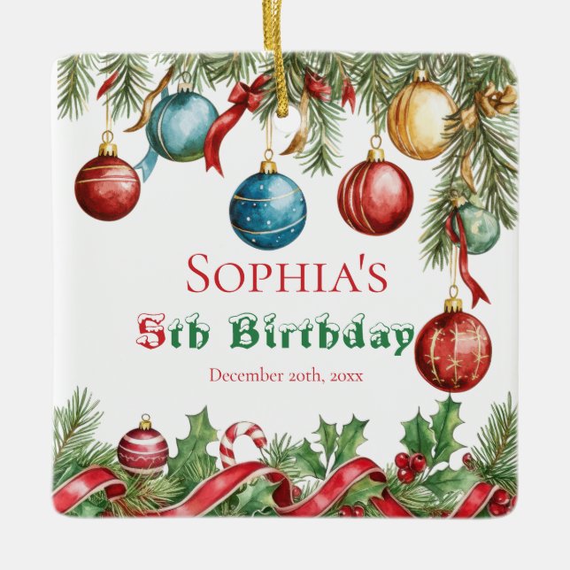 Oh What Fun Christmas Birthday Invitation Keramikornament (Vorderseite)